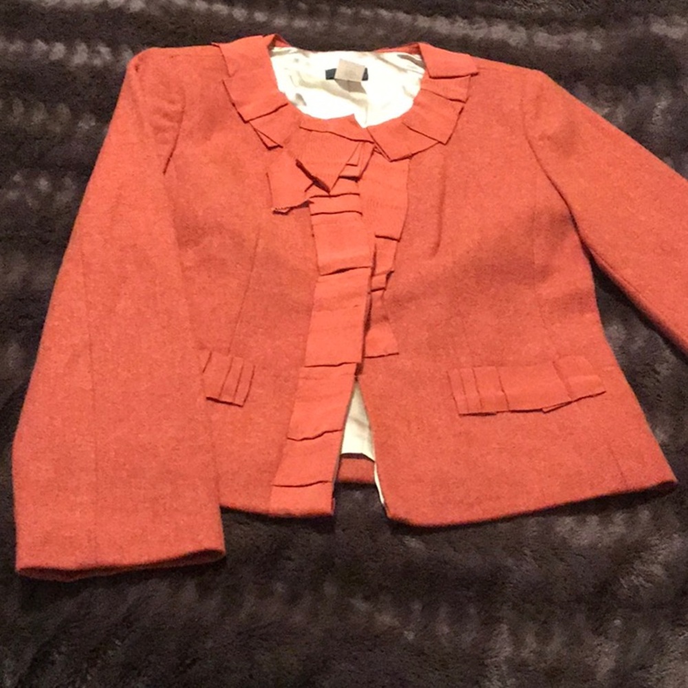 J.Crew Orange Wool Ribbon Jacket Size 0